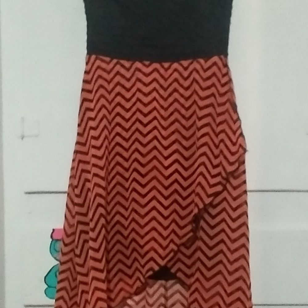 Black and Salmon High-low dress Small